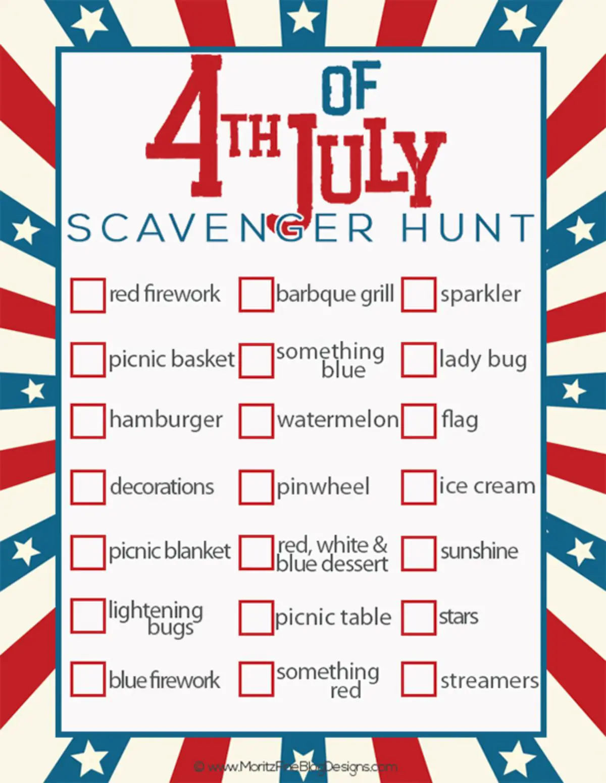 Start a 4th of July tradition where you do a scavenger hunt