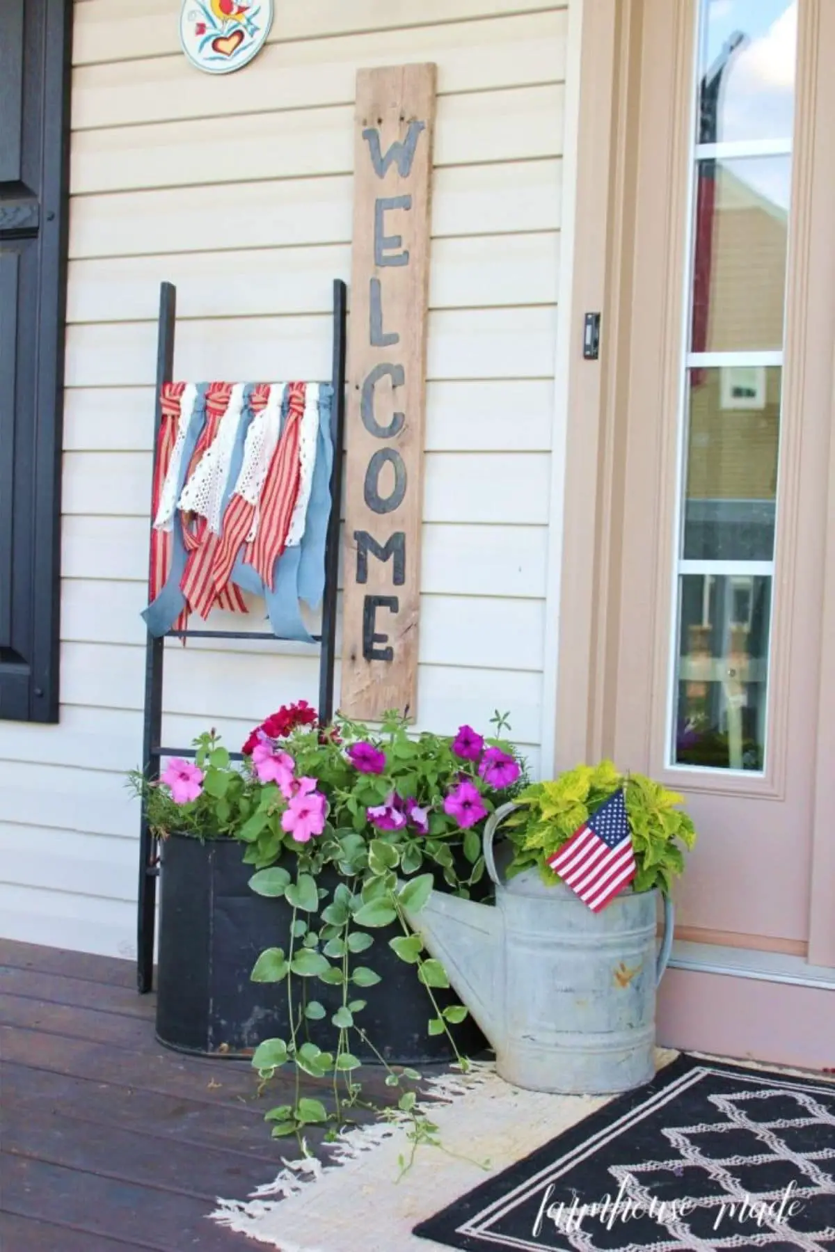 porch with 4th of july ribbons