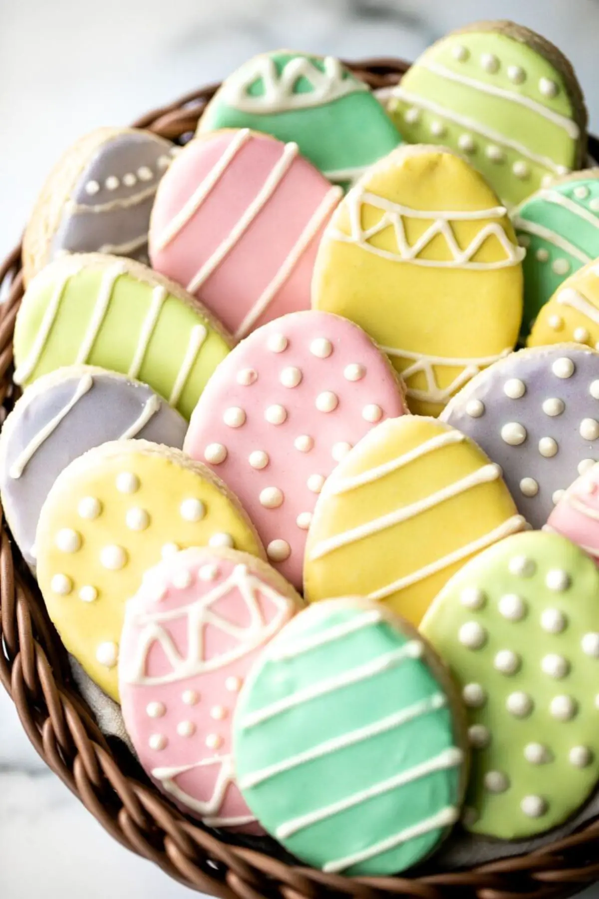 sugar cookies decorated as easter bunny eggs