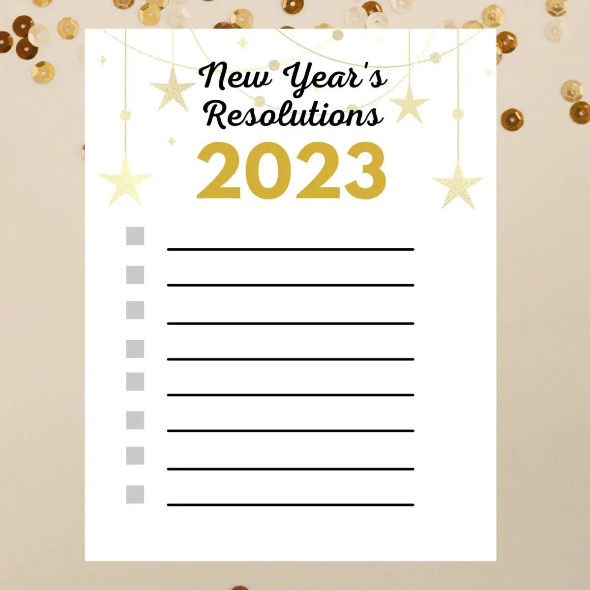 new years resolutions printable
