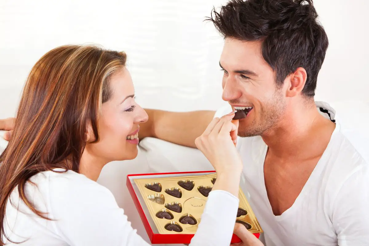 couple eating chocolate