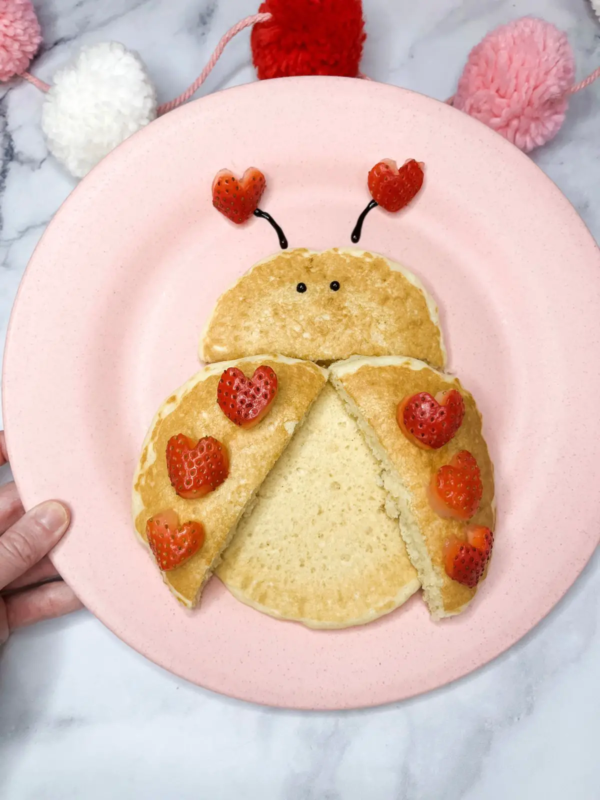 valentines day love bug pancakes